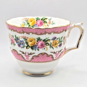 Vintage Crown Staffordshire Pink Lyric Tunis Fine Bone China Tea Cup